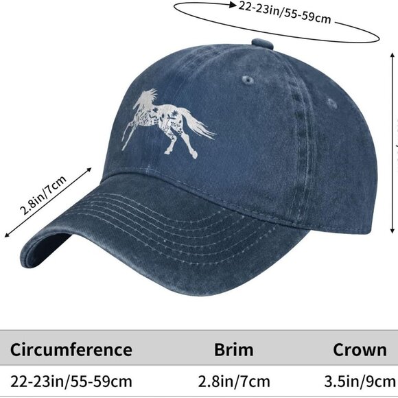 Women's Cotton Floral Horse Hat Adjustable Washed Vintage Baseball Cap - Picture 5 of 8
